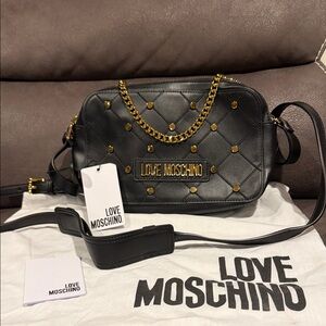Love Moschino Black Crossbody with Gold Accents